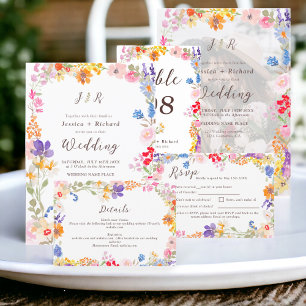 Convite Boho jardim verão fotos iniciais florais casamento