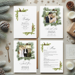 Convite Evergreen Pines Winter Wonderland Weding Código QR
