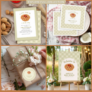 Convite Aquarela Um chá de fraldas de queda de torta