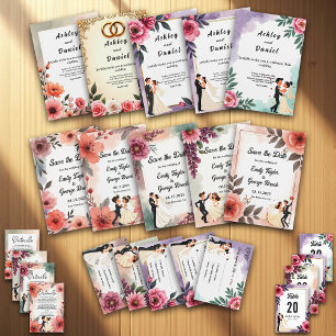 Convite Noiva Romântica Elegante E Casamento Floral De Gro