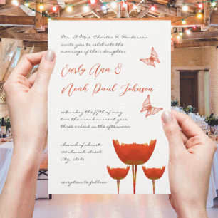 Convite de Casamento Laranja Borboleta Monarca Pap