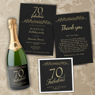 Convite Elegante 70 e Fabuloso Enfeite Aniversário de 70 a