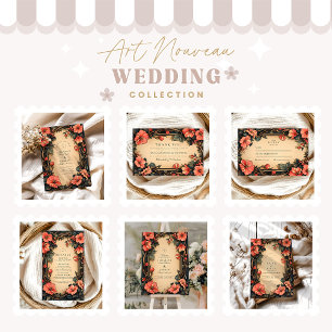 Cartão De Agradecimento Whimsical Floral Wedding Art Nouveau