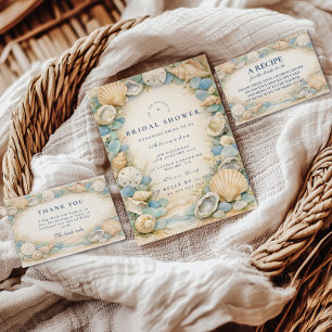 Convite Chuva de Noiva Conchas de Areia Marítima