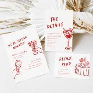 Cartão RSVP Casamento do Código QR do Retro Moderno Funky Fun