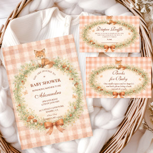 Convite Chá de Bebê Vintage Raposa na Floresta