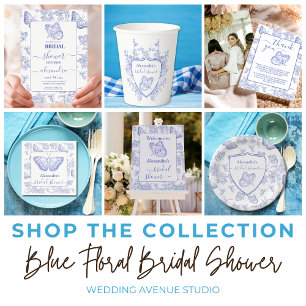 Cartão De Informações Licença de Chá de panela Floral Blue Chinoiserie