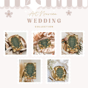 Cartão RSVP Romântica Frame Floral Art Nouveau Casamento