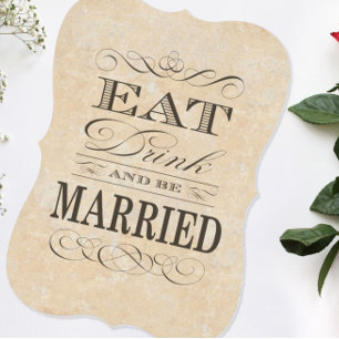 Convite Coma Bebida e seja casado de preto e branco