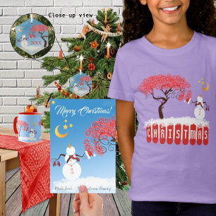 Etiqueta Endereço Whimsical Star Snowman