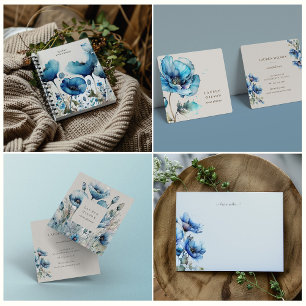 Certificado de Presente Elegante Floral Blue Poppy