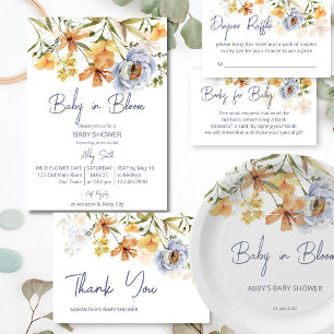 Cartão De Informações Bebê em flores silvestres rifa de fralda