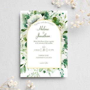 Convite Emerald Green Floral Greenery Wedding