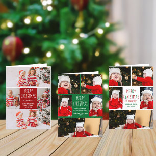 Cartão De Festividades Feliz Natal Linda Colagem Azul de Fotos