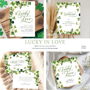 Cartão De Agradecimento Chá de Panela Lucky in Love Trevo Verde