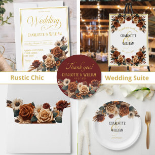 Convite Rustic Floral Rustic Script De Casamento Elegante