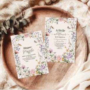 Convite Elegante Chá de fraldas de Prados de Flor Selvagem