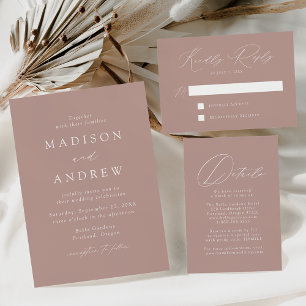 Convite Dusty Rosa Modern Elegance Monographic Wedding