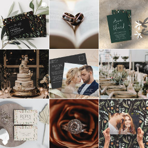 Convite Negra floral floral preto-e-branco de casamento