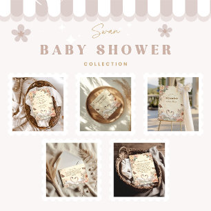 Cartão De Informações Fralda Românica Floral Swan, Raffle