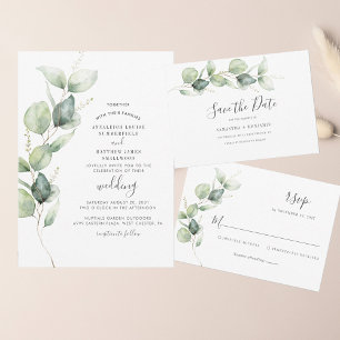 Convite Casamento Botânico Eucalyptus Greenery Foliage