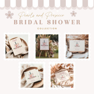 Cartão De Agradecimento Blush Prosecco Pearls Celebração de Chá de panela