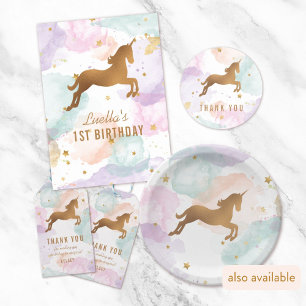 Pôster Sinal de Festa de aniversário Pastel Unicorn