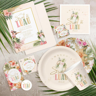 Porta-copo De Papel Redondo Hawaiian Luau Sweet Sessenta ID1092