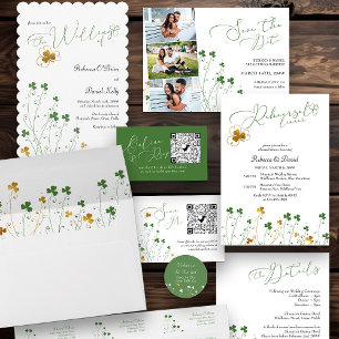Adesivo Redondo Casamento Dourado Shamrock Wildflower