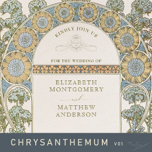 Convite Poppy Wedings Art Nouveau por Mucha