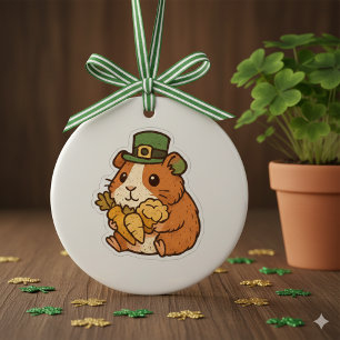 Ornamento De Cerâmica Leprechaun Porquinho da Índia Dançante Dia de São 