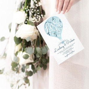 Convite Casamento de Balão de Ar Quente com Marinho de Amo