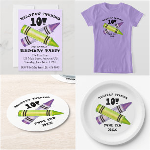 Convite Festa de aniversário Infantil Roxo Verde