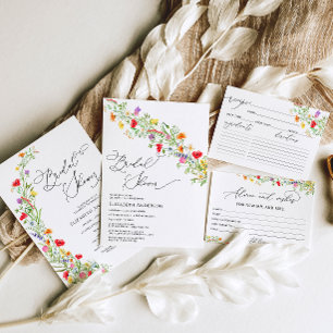 Convite Chá de panela Colorida de Jardim de Flor Selvagem