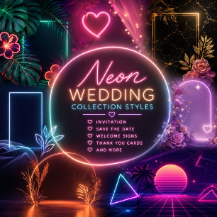 Convite Arco de Casamento Floral Neon Romântico Resplandec