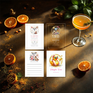 Cartão De Conselho Chá de fraldas Chic Martini Cocktail