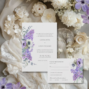 Convite Larissa Elegant Purple Floral Casamento Católico