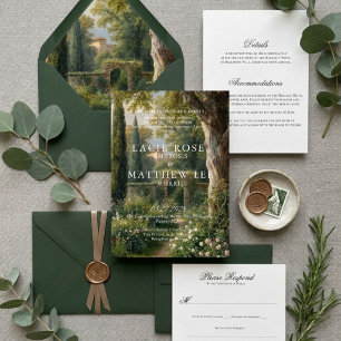 Convite de Casamento Preto Paisagem Vintage Mal-hu