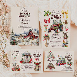 Cartão De Informações Livros de Natal de Animais de Fazenda Invernos par