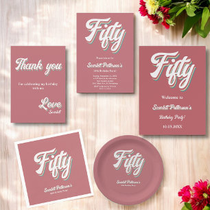 Convite Vintage Retro 70s Groovy Único 50º aniversário