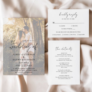 Convite Aimee Rustic Script Modern Wedding