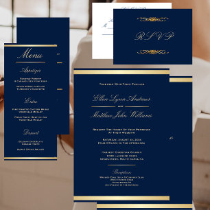 Adesivo Redondo Casamento azul e Dourado do Marinho Elegante