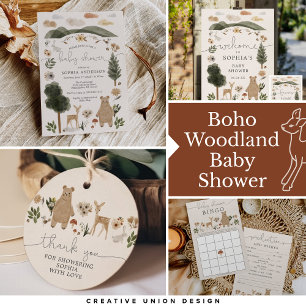 Convite Boho Woodland Baby Shower By Mail Invitation Card