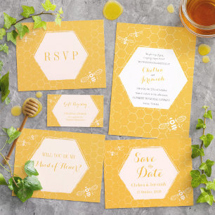 Convite Oh Honey Bee Yellow Custom Wedding