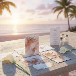 Convite de casamento RoseGold Earthtone Watercolor