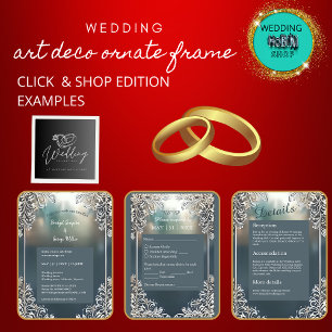 convite de casamento do quadro do deco de arte azu