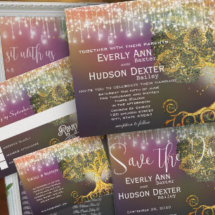 Convite Chamada de Casamento de Árvore de Carvalho Castanh