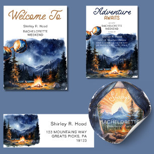 Adesivo Redondo Fim de Semana de Aventura de Campanha Montanhosas