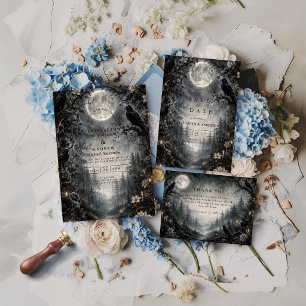 Cartão RSVP Casamento Moody Gothic na Floresta