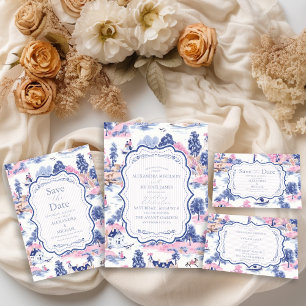 Cartão RSVP Casamento Floral do Jardim Azul do Elegante Barroc